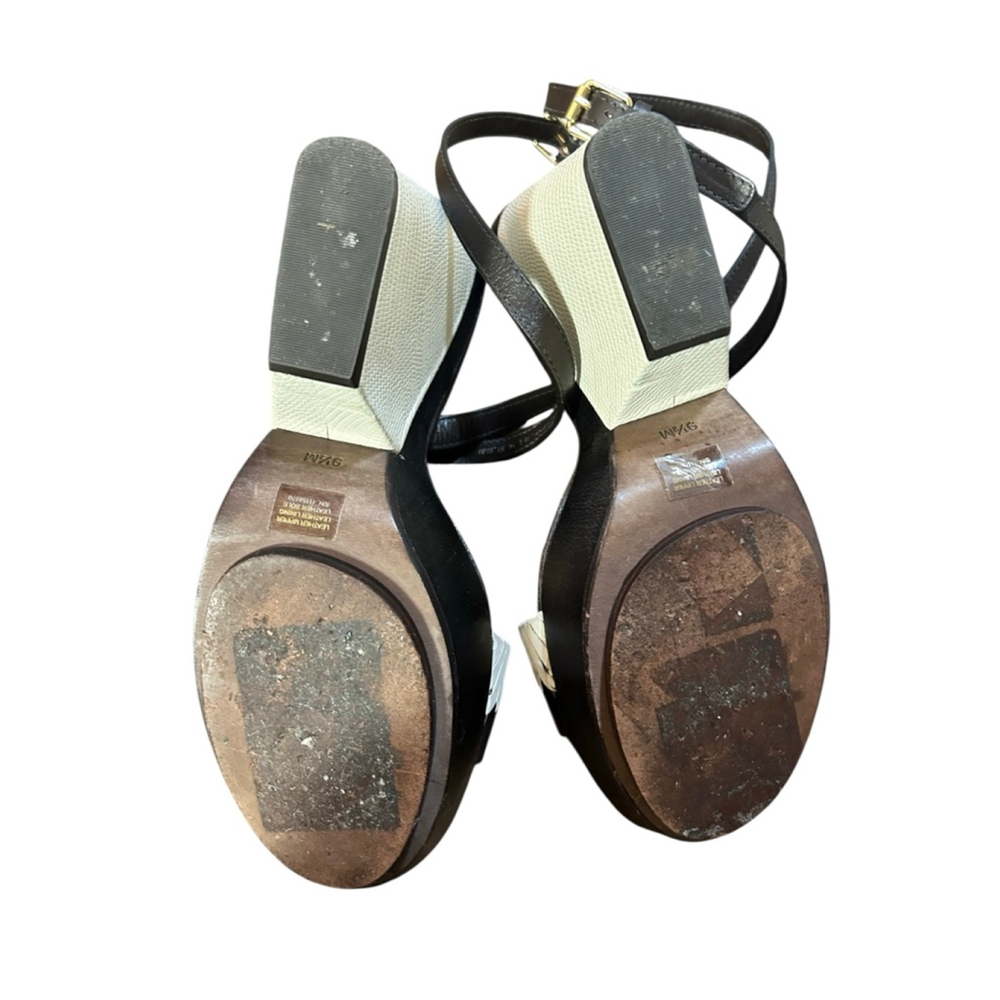 Tory Burch Brown & Ivory Platform Sandals Size 9.5 - Picture 9 of 10